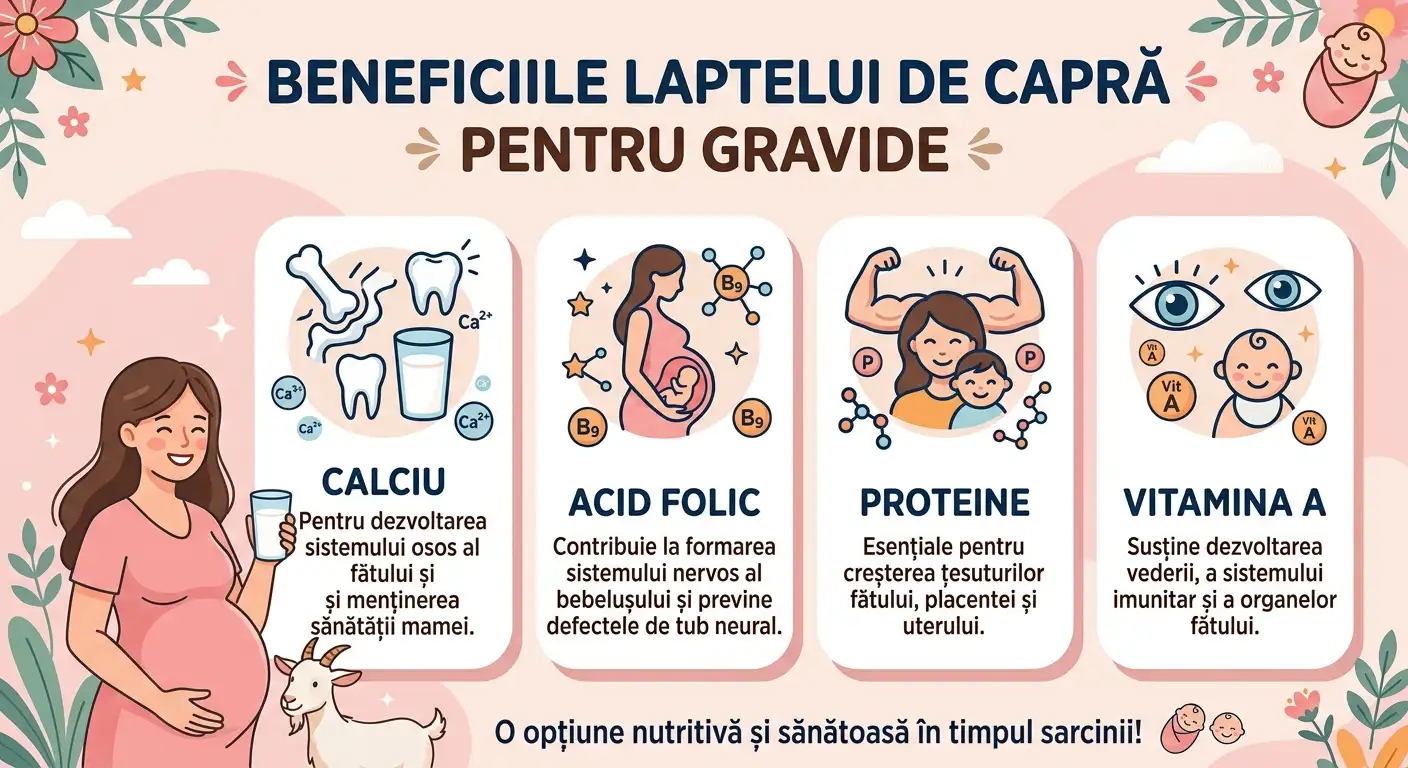 Beneficiile laptelui de capră pentru gravide – calciu, acid folic, proteine, vitamina A