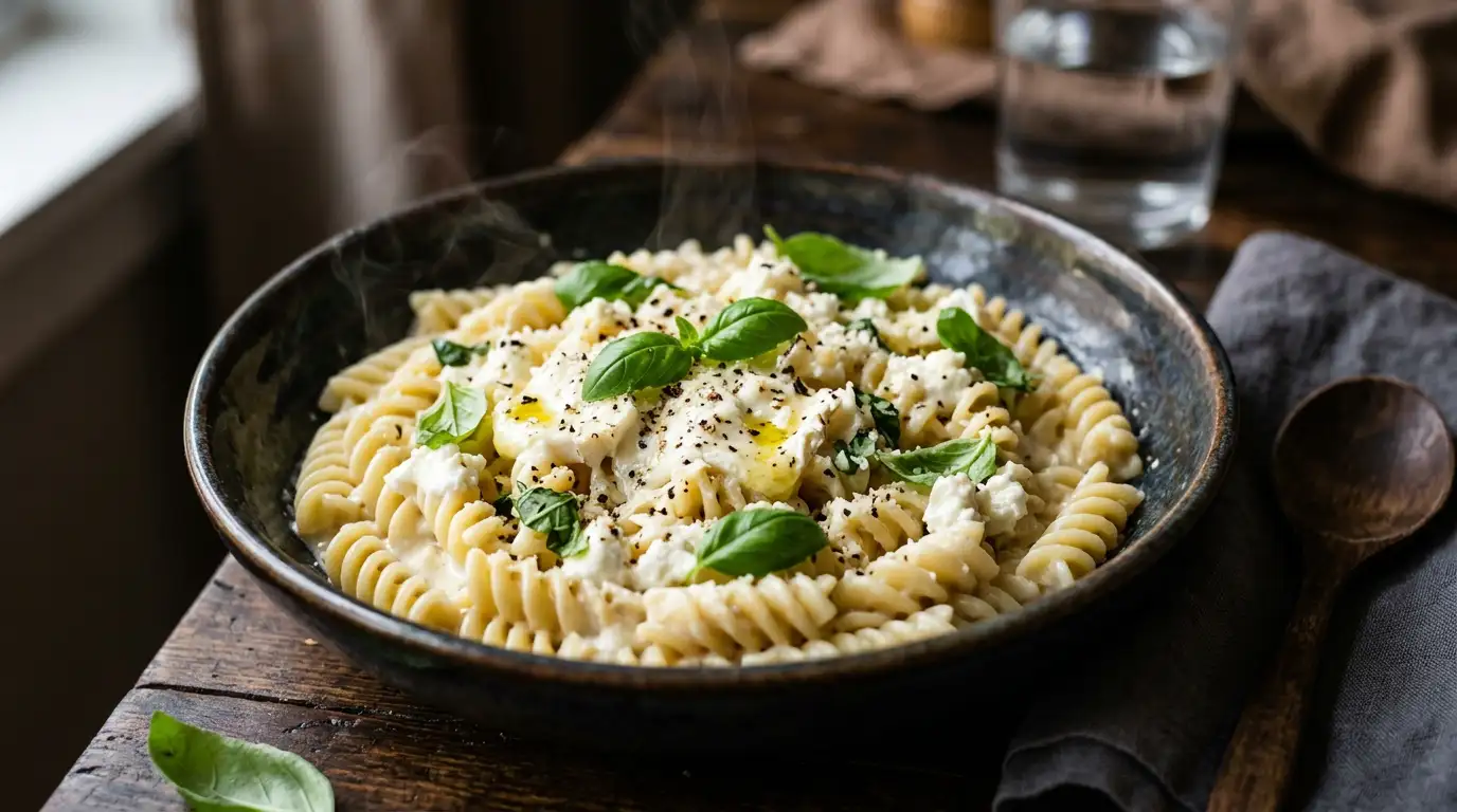 Paste cu sos alb și brânză de capră – rețetă cremoasă